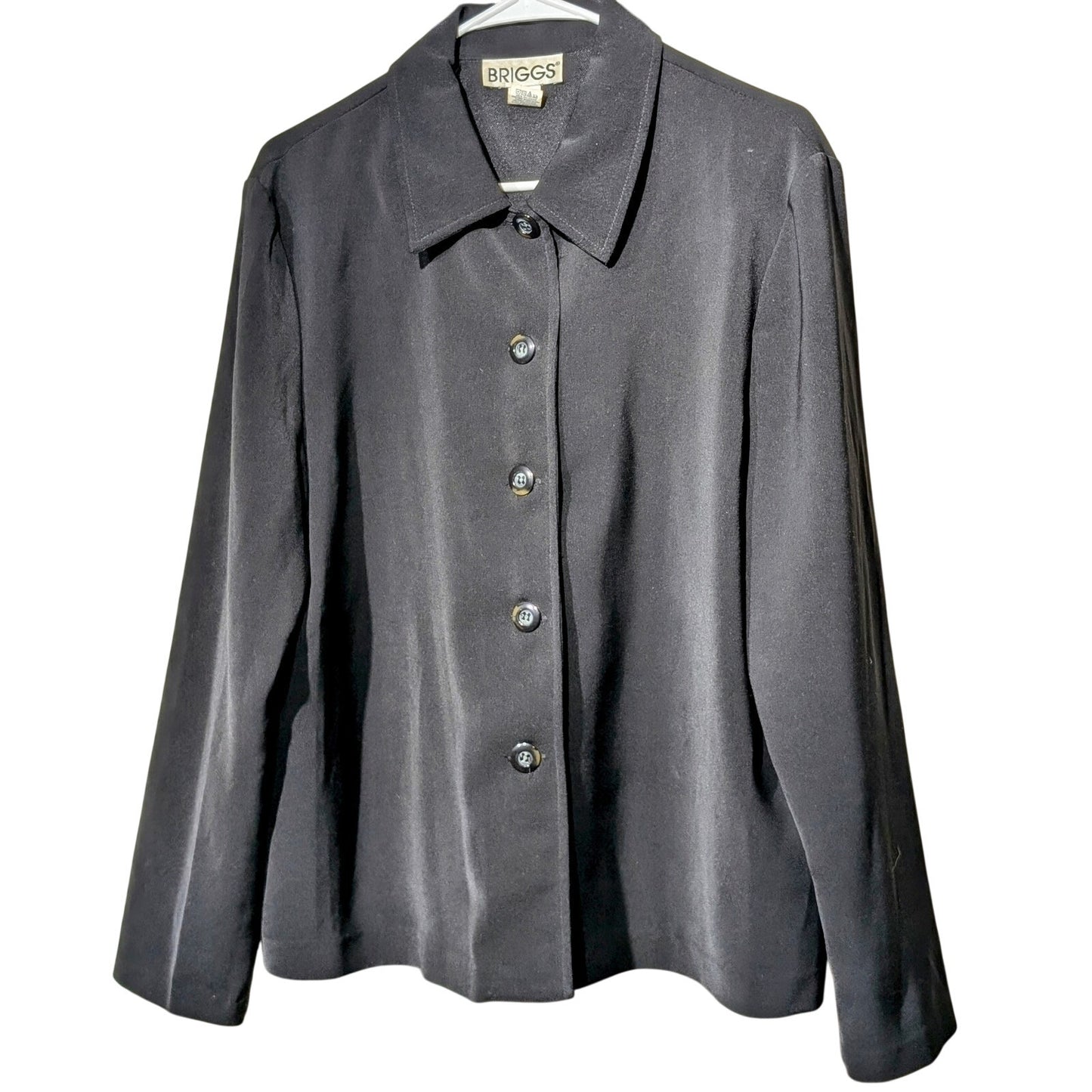 Vintage Briggs Black Button Front Unlined Jacket Womens Size L