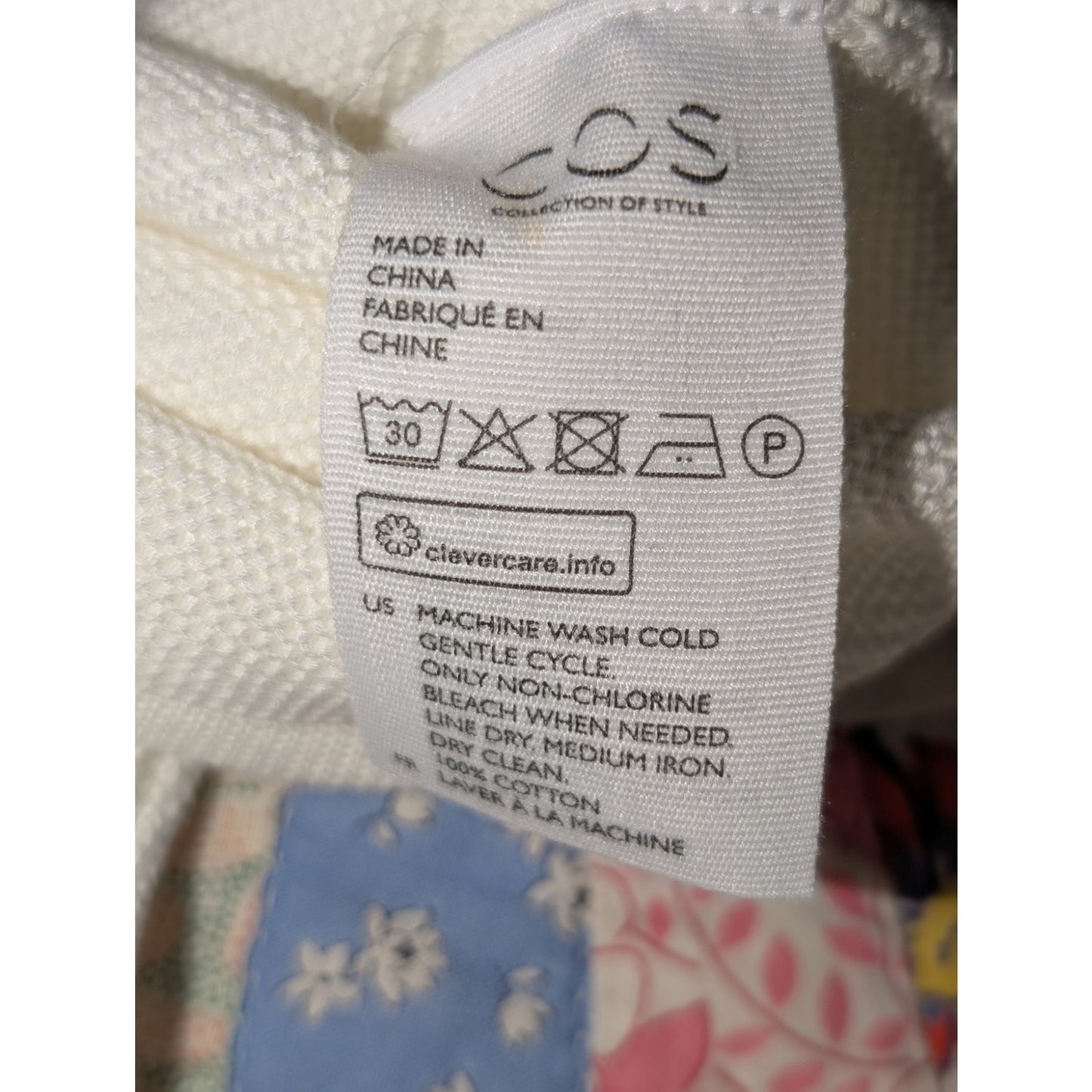 COS White 100% Cotton Knit Front Pocket Detail Slightly Cropped Sleeve Sweater S