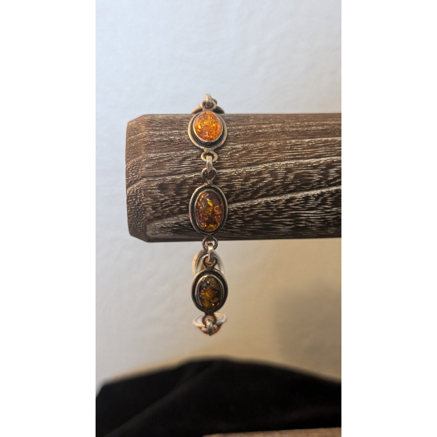 Vintage Polish Gdansk Amber 925 Ring & Amber Marked KW 925 Bracelet Set