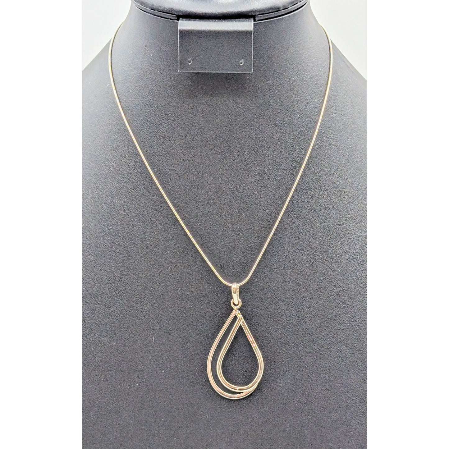 925 Sterling Silver Double Teardrop Pendant Snake Chain 18" Necklace