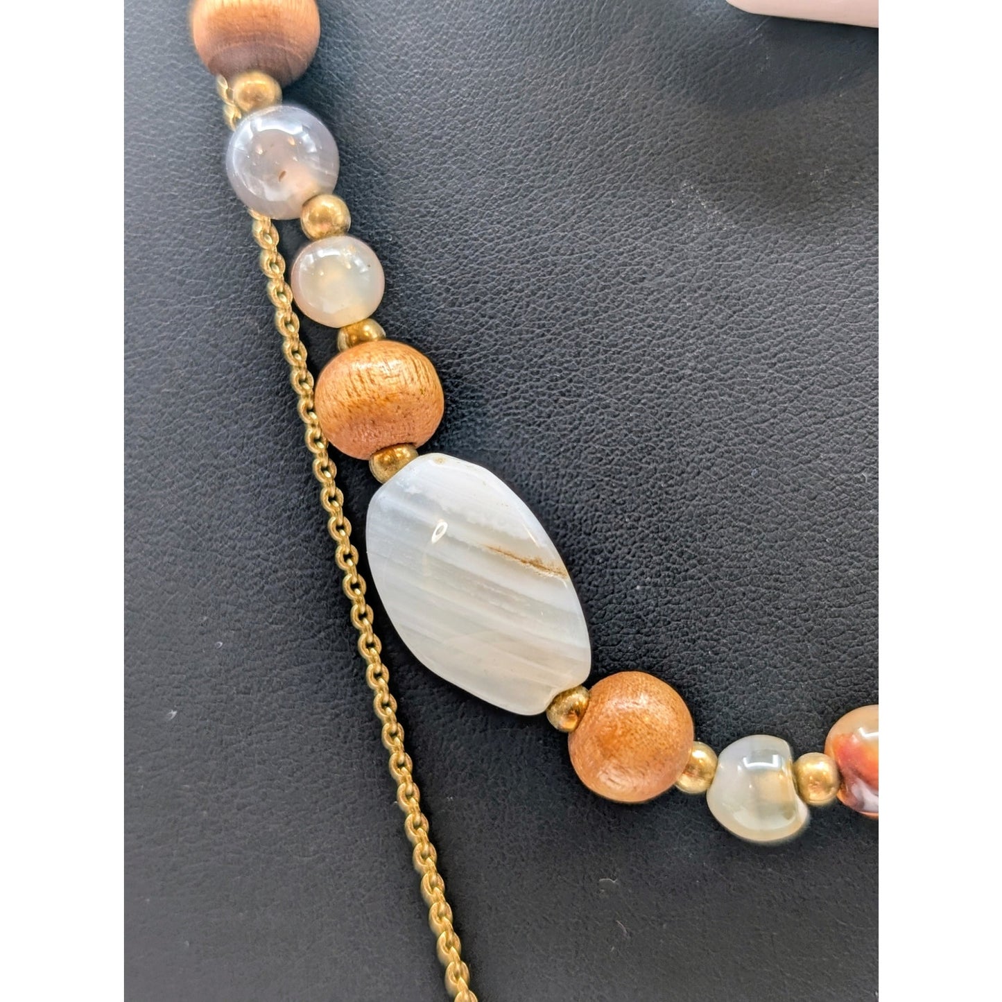 Lot of Three Stone Bead Gold Tone Necklaces