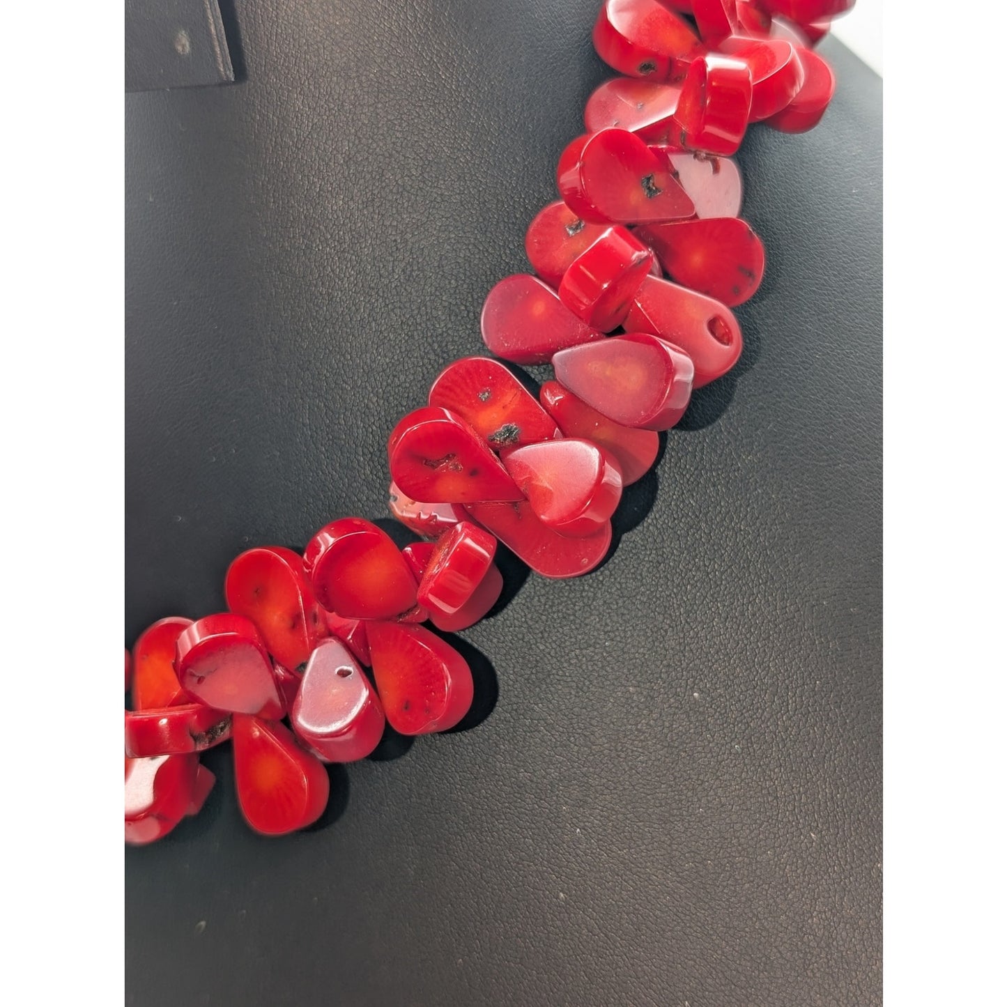 Chunky Red Coral Petal (Paddle) Bead 18" Necklace 156.68g