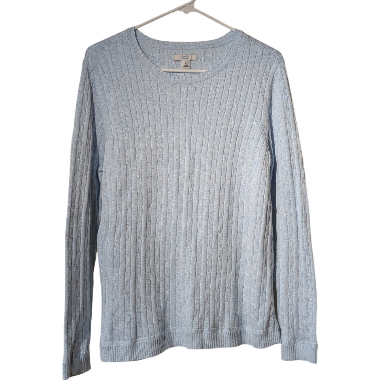 Croft & Barrow Light Blue Cable Crew Neck Pull Over Long Sleeve Sweater Sz XL