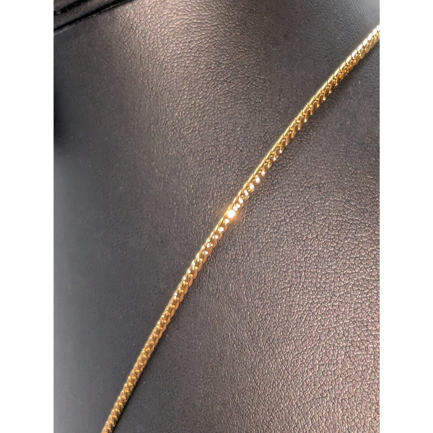 Vintage Center 'V' Red & Clear Glass Stone Gold Tone Chain 16"-18" Necklace