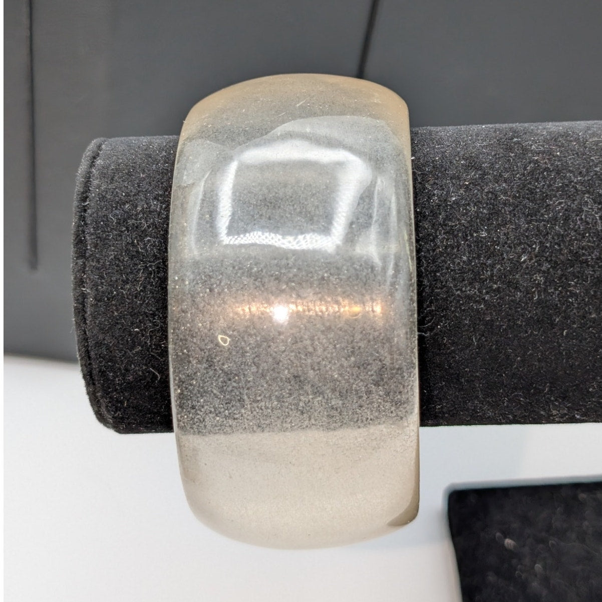 Vintage Clear Shimmer Translucent Lucite 1.5" Wide Bangle Bracelet