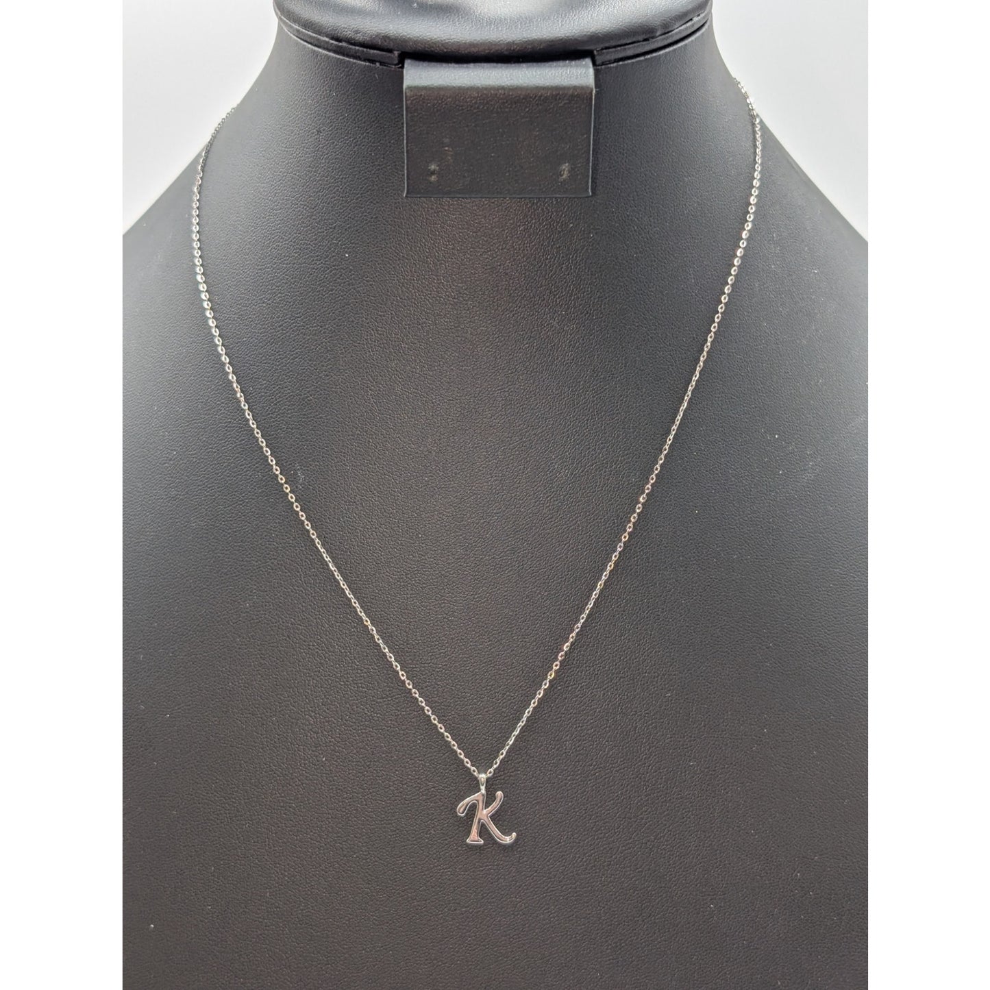925 Sterling Silver 'K' Pendant 16.5" 17.5" & 18.5" Necklace