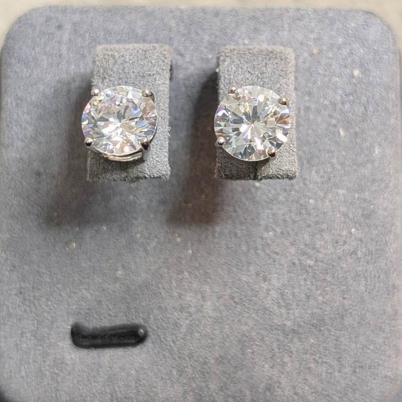 925 Sterling Silver Large CZ Post Basket Set Stud Earrings