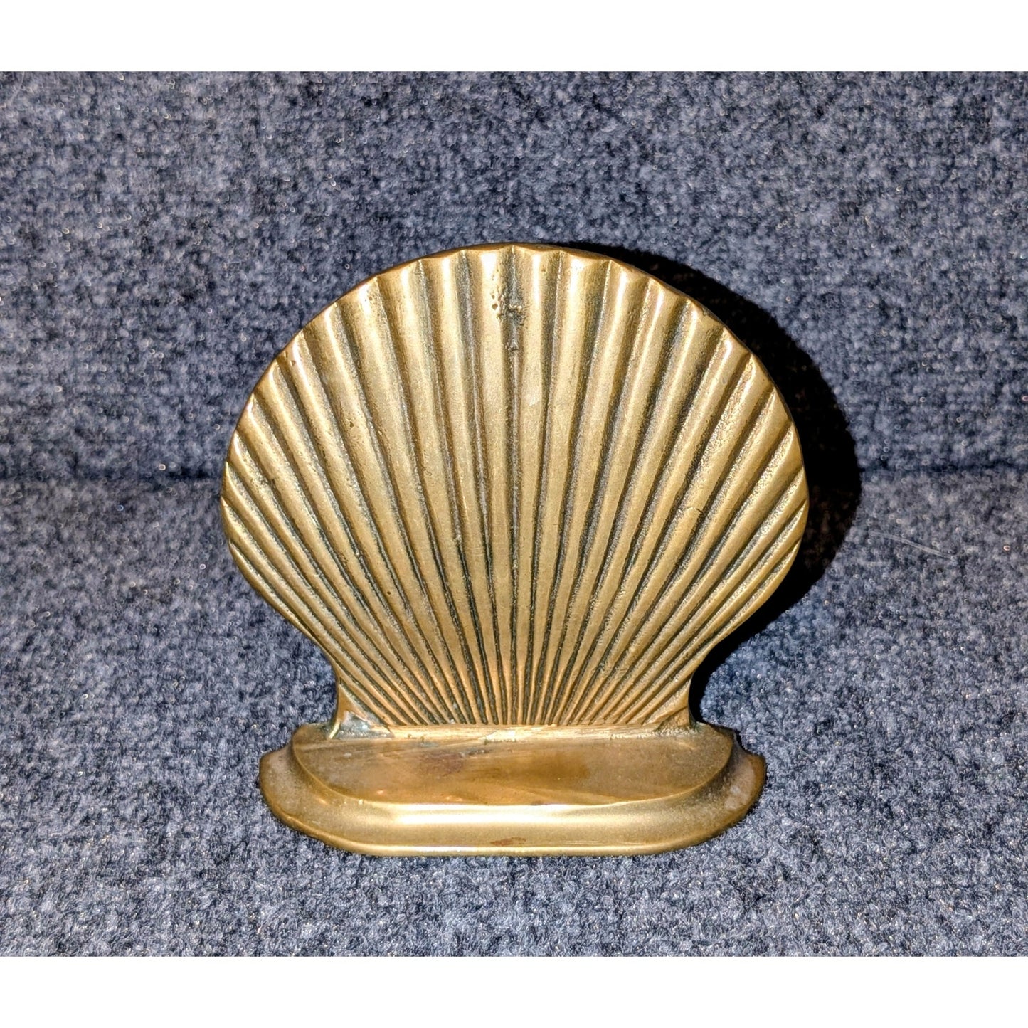 Vintage 1960s Seiden International Solid Brass Scallop Shell Bookend Doorstop