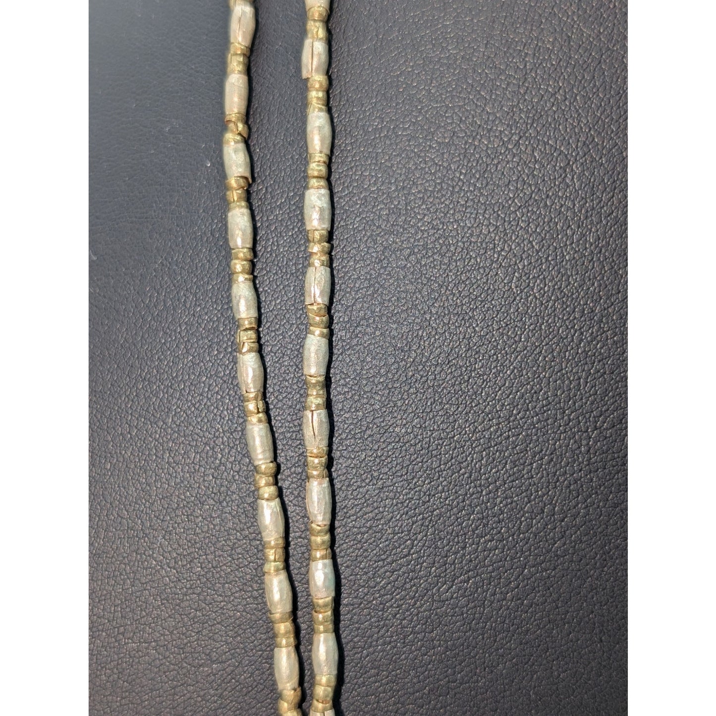 Antique 76" Strand of Two Tone Tribal Hand-Made Folded Beaded Necklace 38.35g