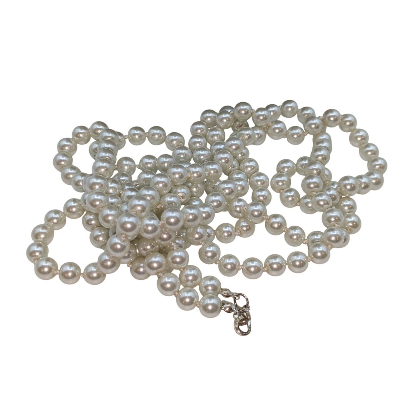 Lot of Three Faux Pearl Rhinestone Silver Tone Necklaces To Layer or Wear Alone