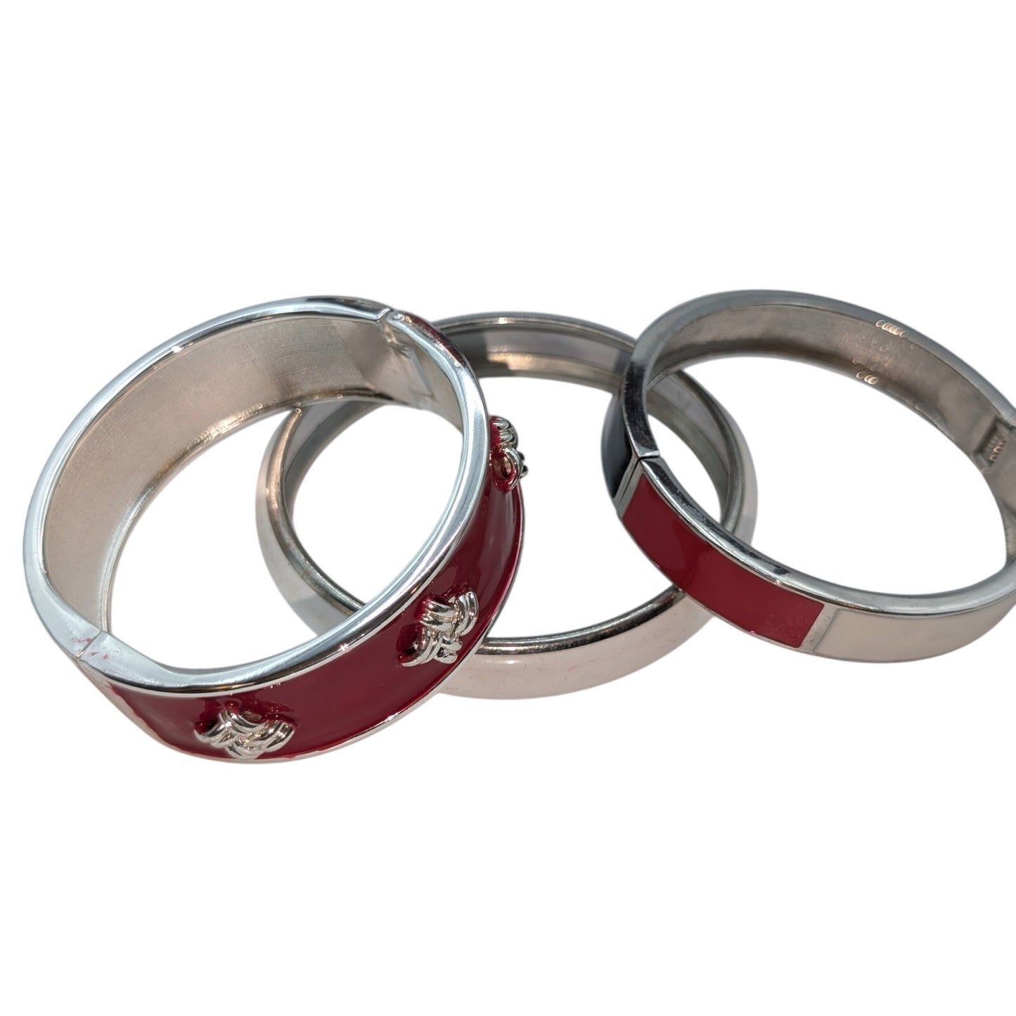 Lot of Seven Red Silver Theme Bracelets
