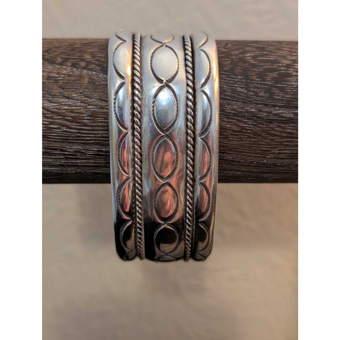 Vintage Native American Style 925 Sterling Silver 1" Wide Cuff Bracelet