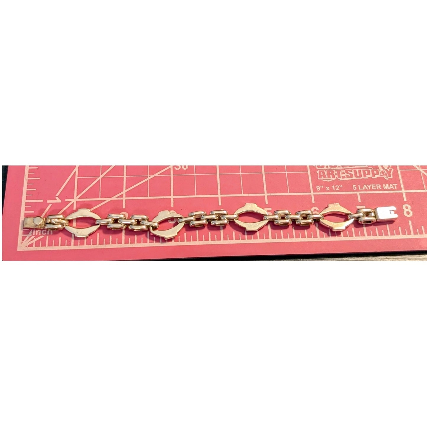 VTG Mexico Taxco Solid 925 Sterling Silver Panther Oval Link Bracelet