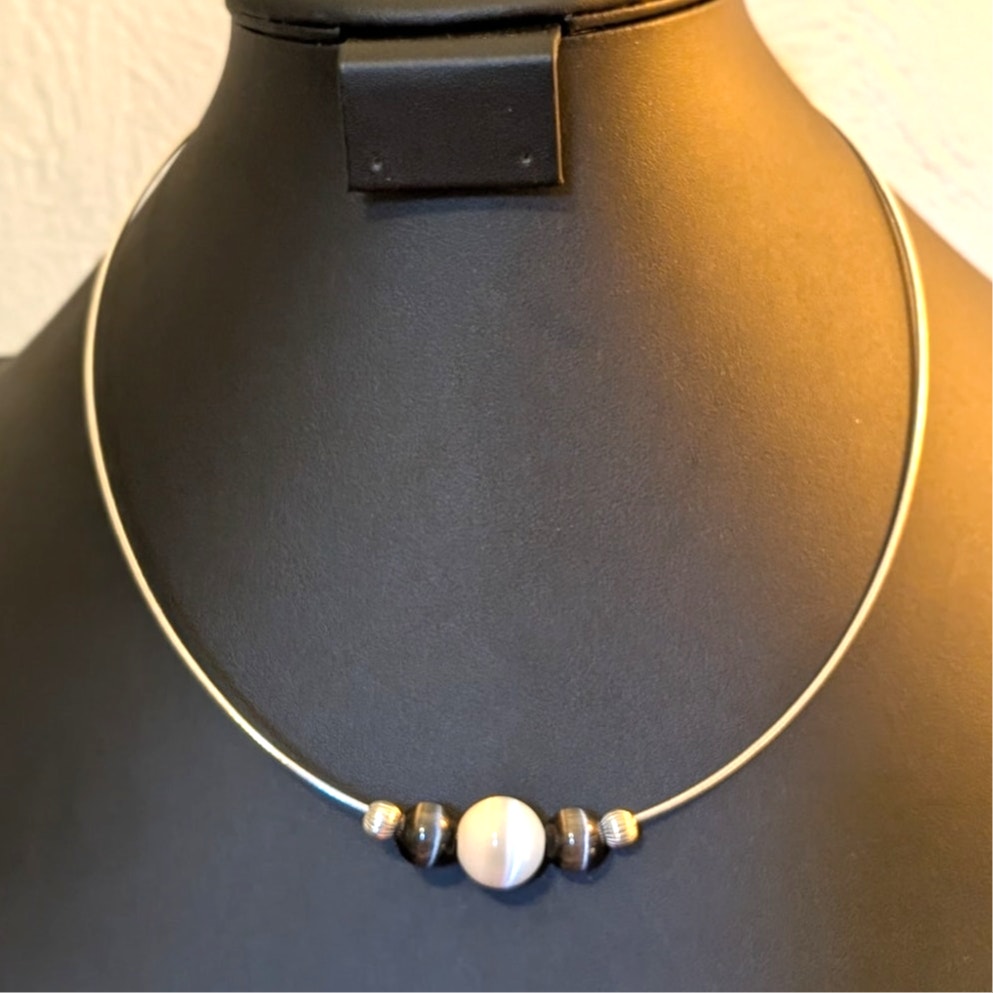 Stone & Sterling Bead Sterling Cord 20" Necklace