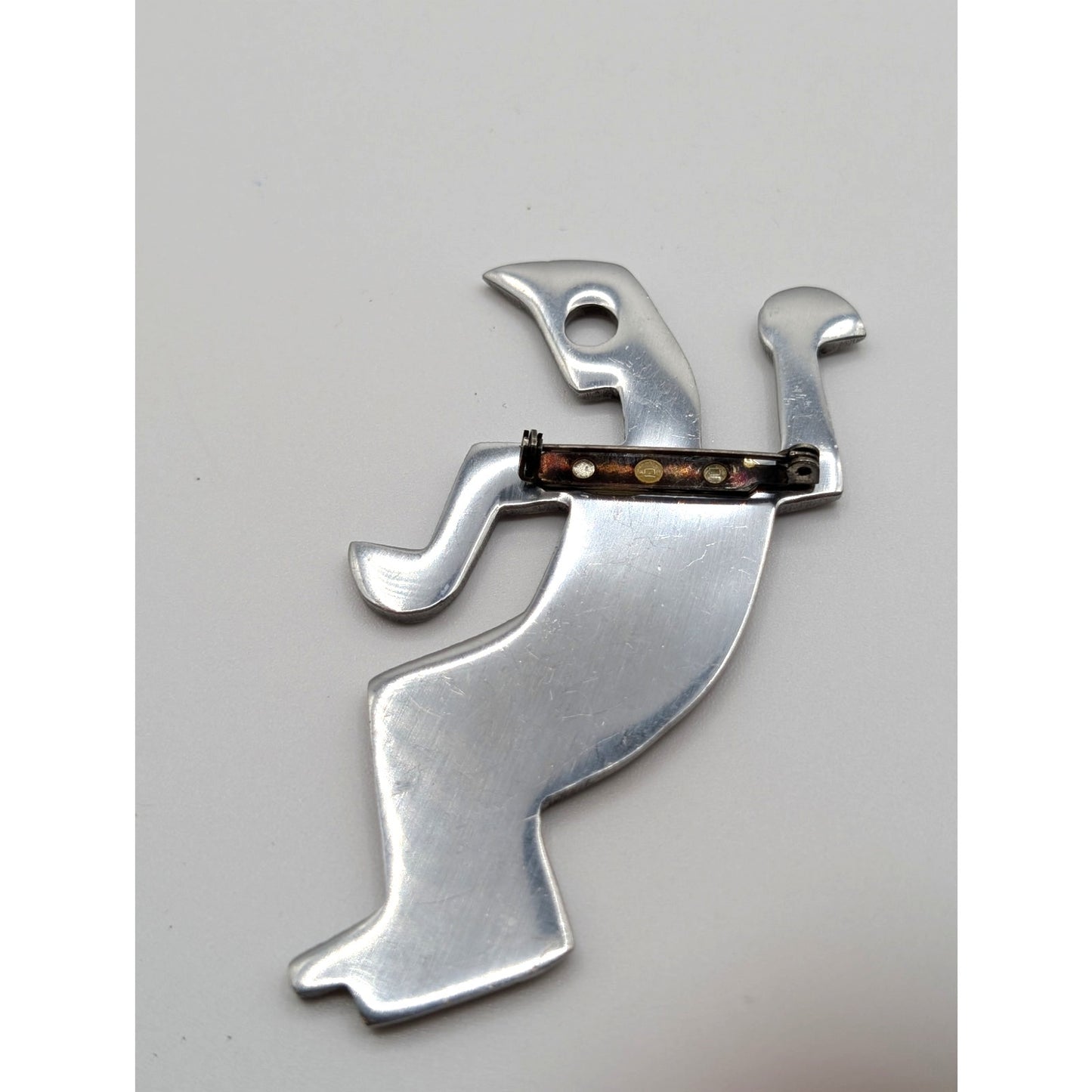 Rare VTG Made in India Large Modernist Aluminum Dancing Silhouette Unisex Brooch