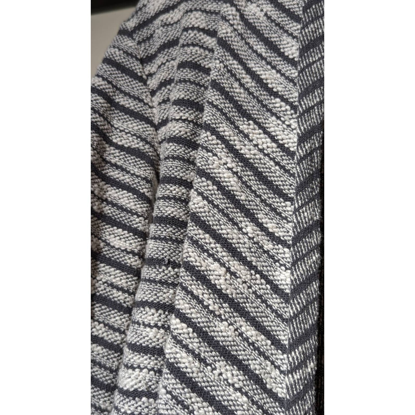 Kuhl Gray White Striped Open Shawl Wrap Cotton Blend Sweater Womens Sz XS