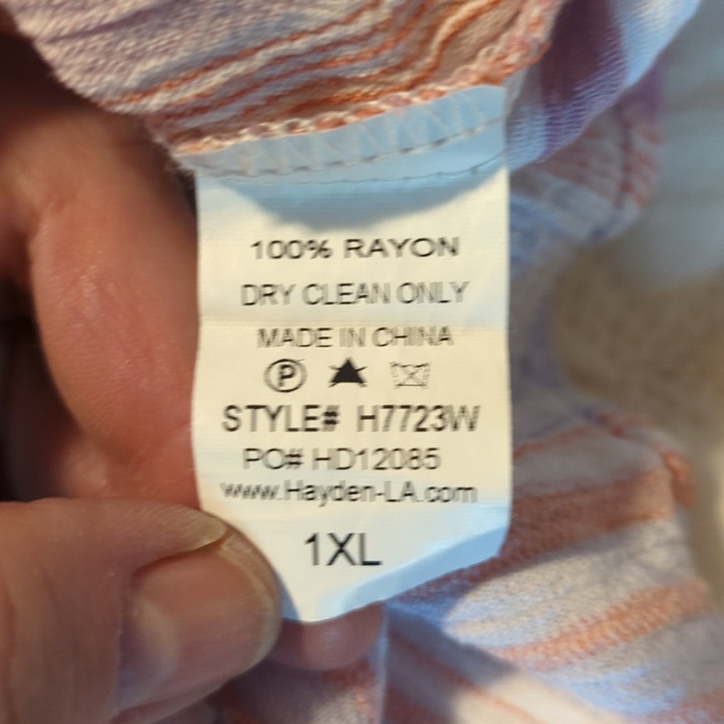 Hayden Los Angeles Peplum Pleated Hem Gauzy Pink Striped V Neck Top Sz. 1XL