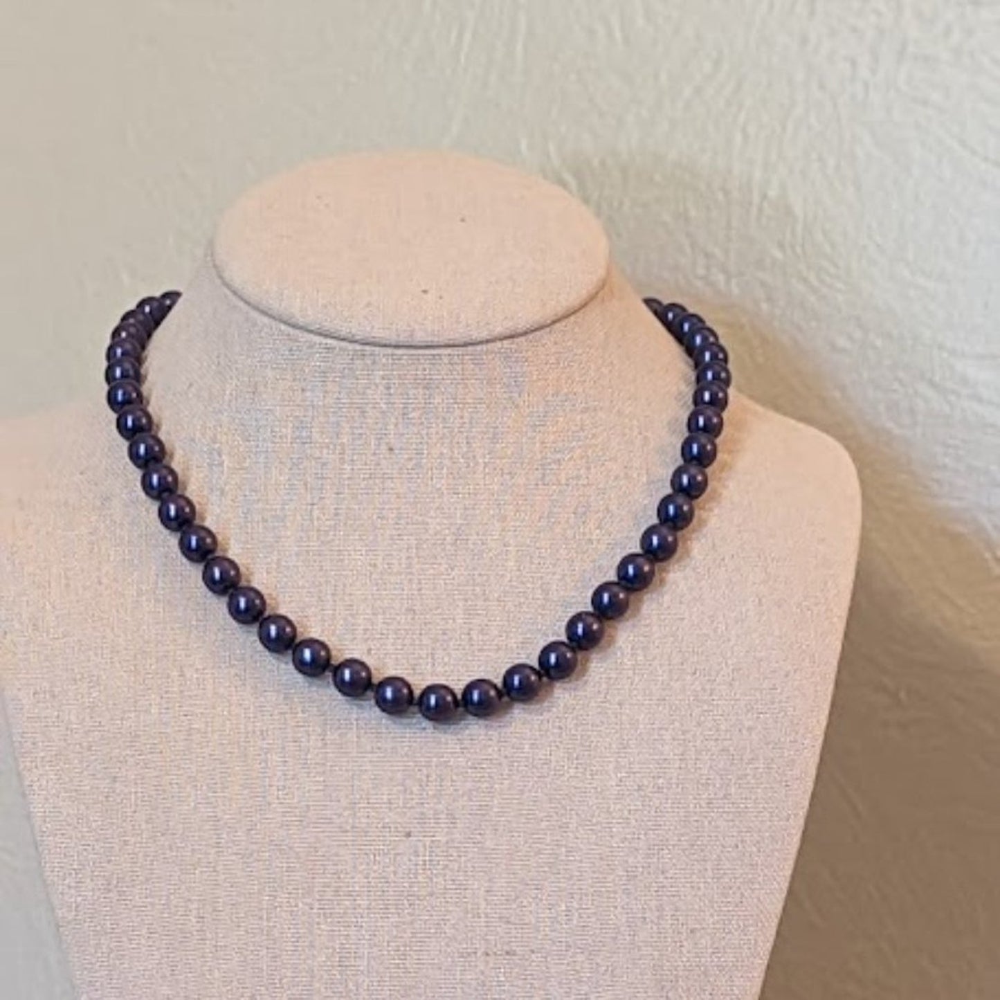 Eggplant Colored Hand-knotted Glass Beaded Necklace