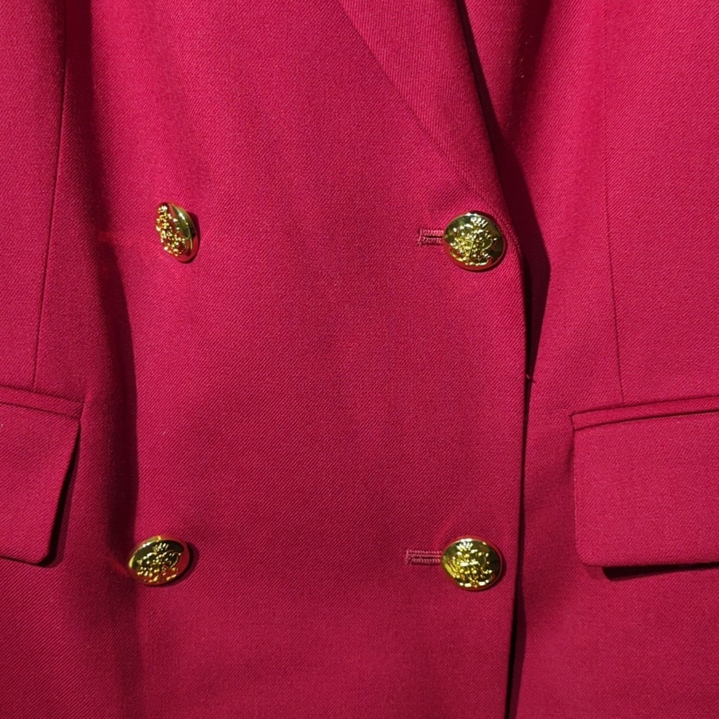 Talbots Red Wool Double Breasted Gold Button Vintage Blazer Women's Plus Sz 12W