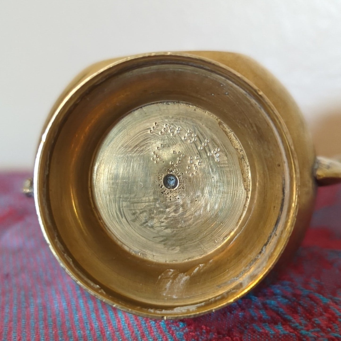 Vtg 6.5" Etched Brass Made in India Hinged Lit Coffeepot Teapot