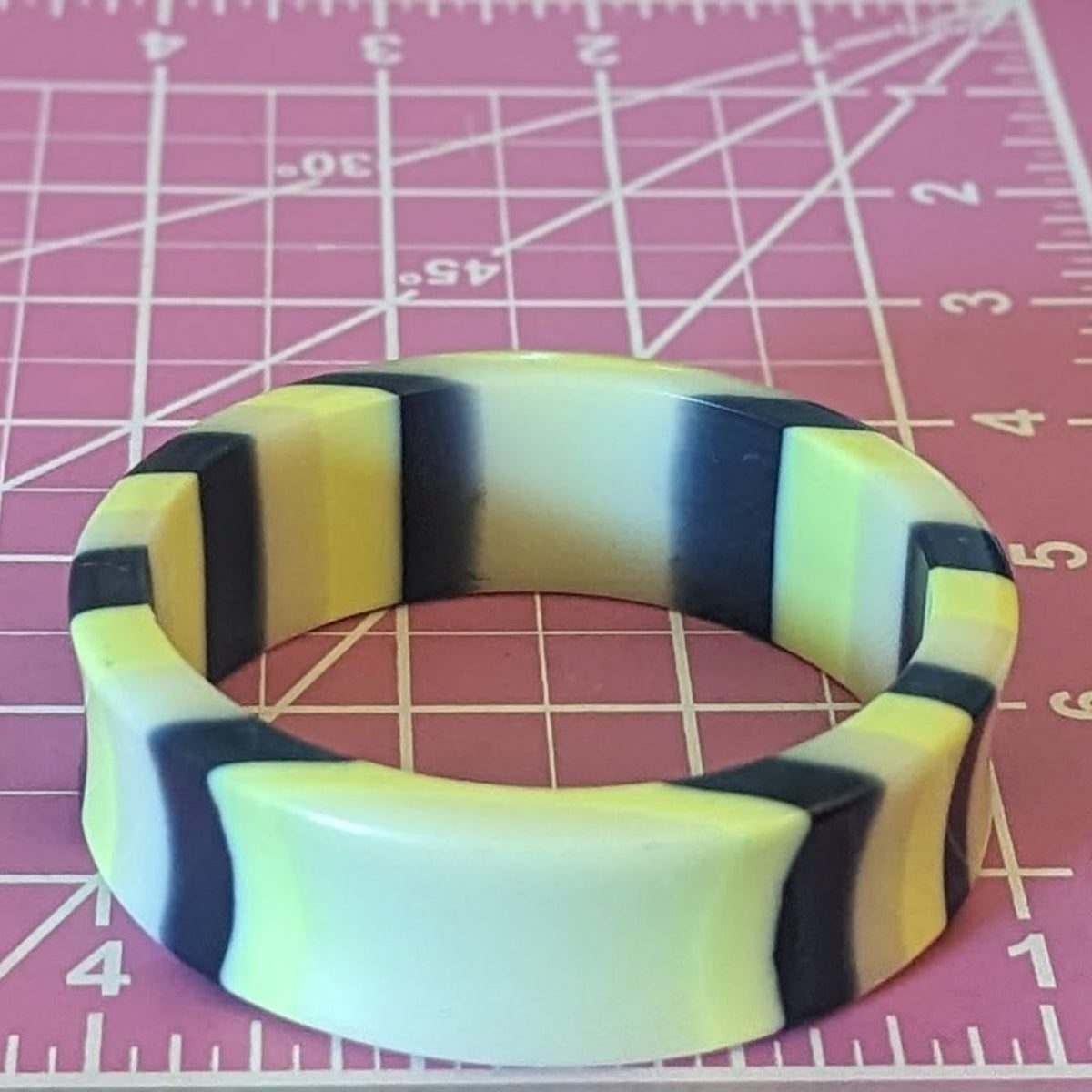 Vintage Laminated Lucite Retro Striped Bangle Bracelet