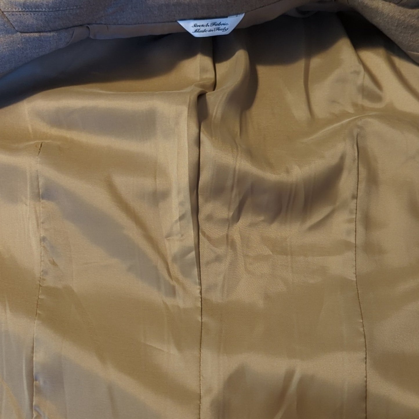 Talbots Tan Stretch Fabric Made in Italy Three Button Blazer Womens Plus Sz 12W