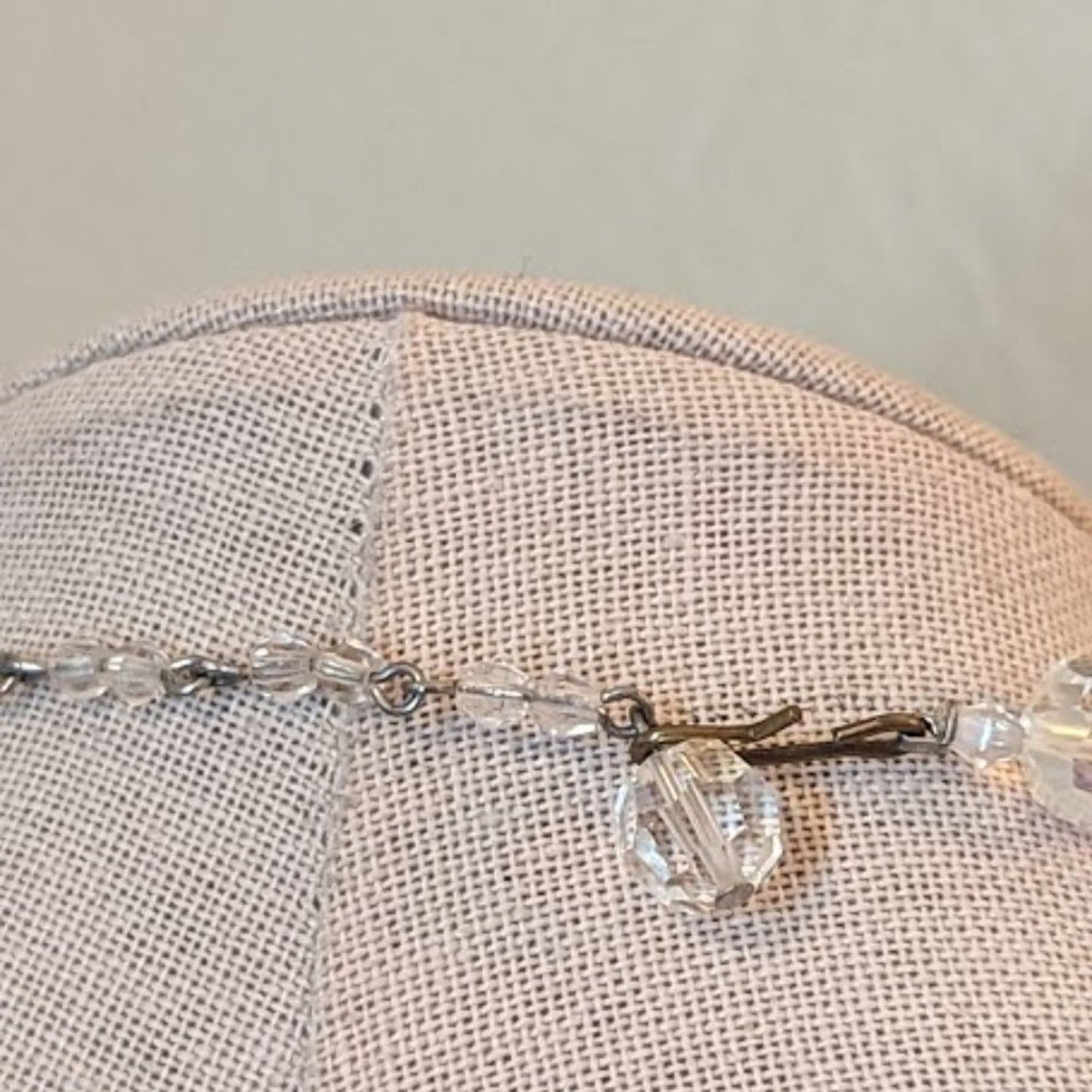 Vintage 1950s 10mm AB Crystal Necklace with Hook Closure