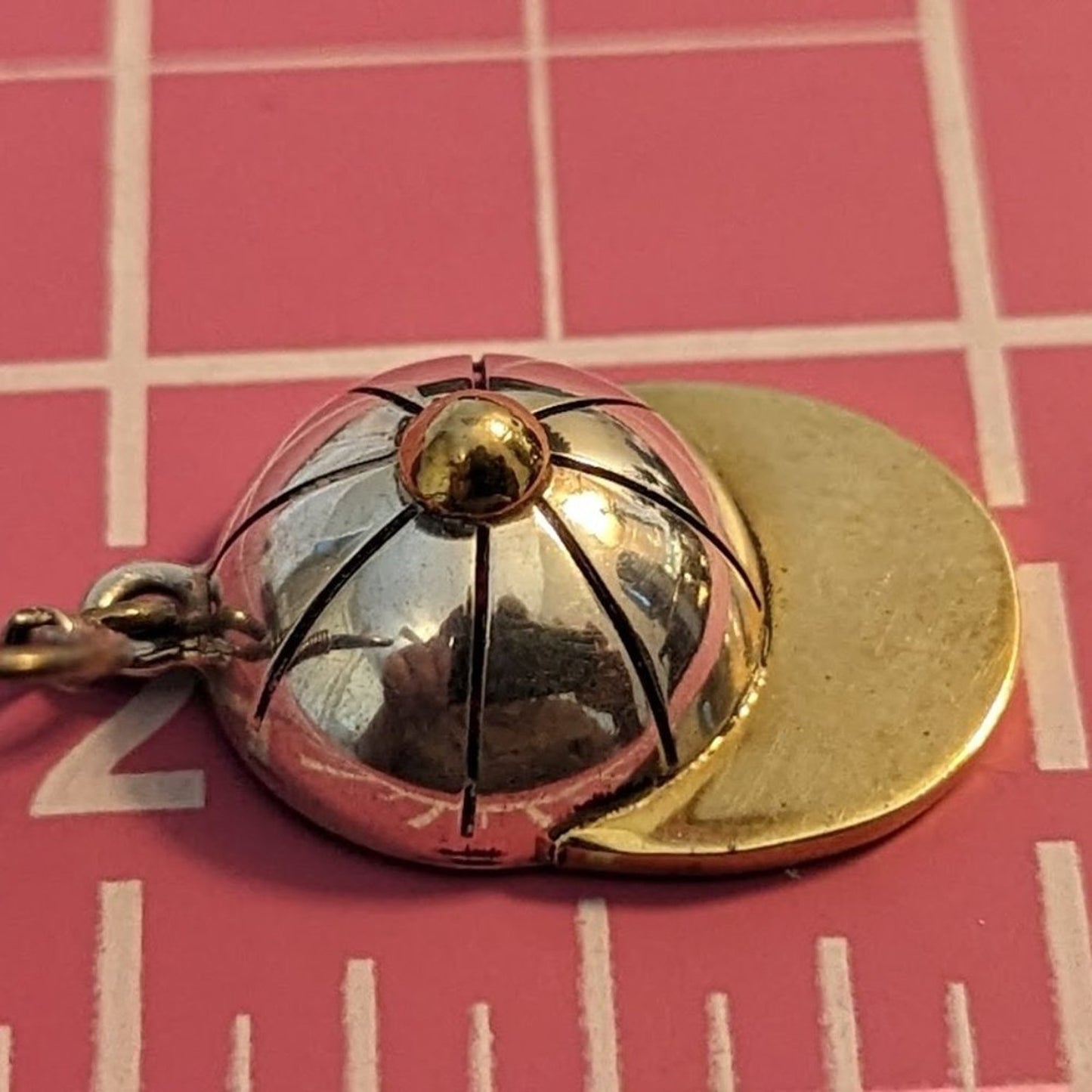 Two Tone Metal Dangling Baseball/Jockey Cap Earrings