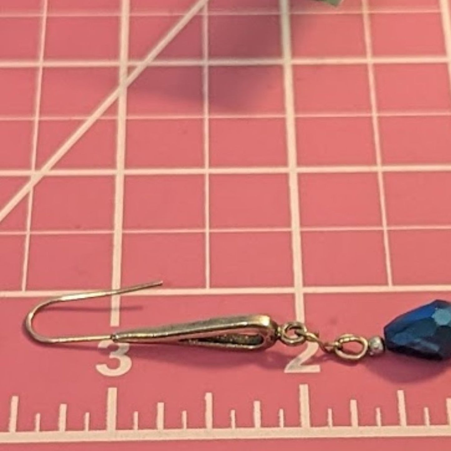Blue Glass Crystal Teardrop Silver Tone Dangle Earrings