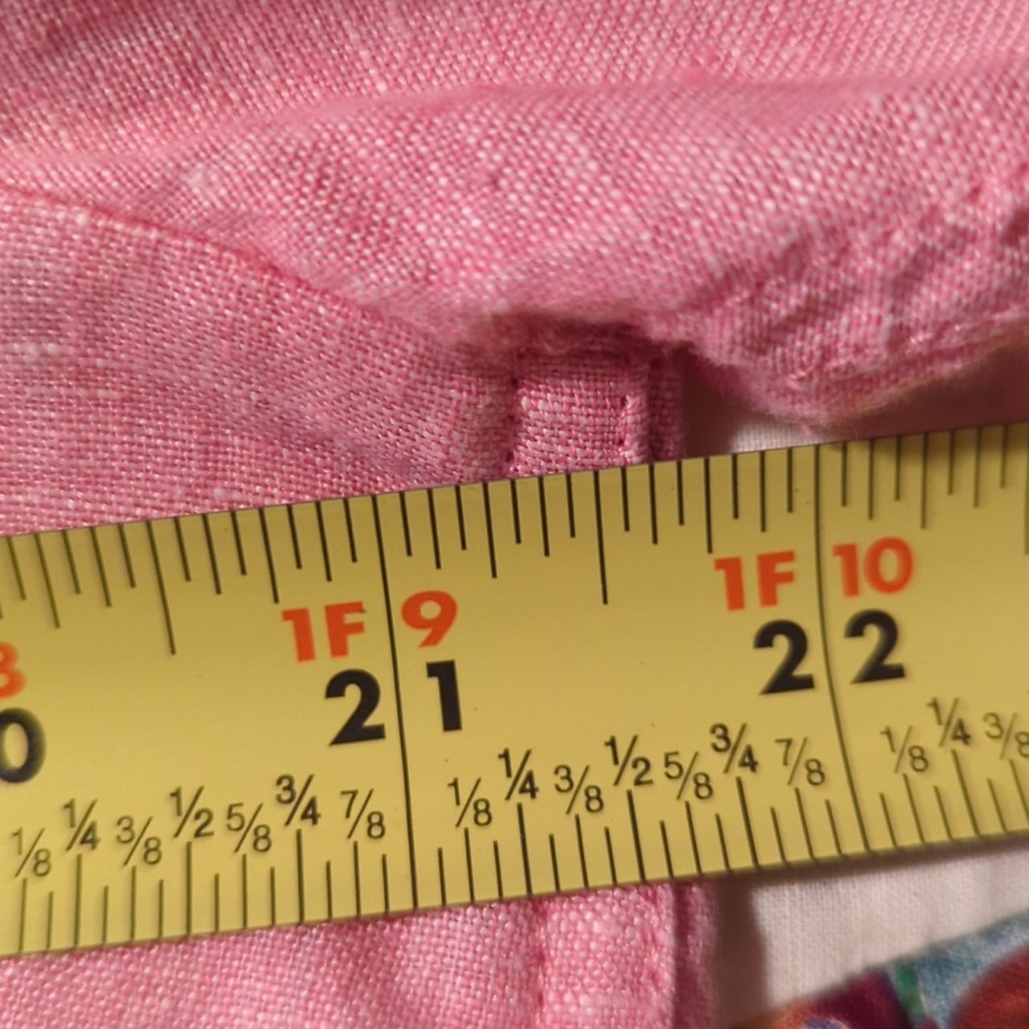 Talbot's Pink Linen V-Neck Roll Tab Sleeve Two Front Button Pocket Shirt Size L