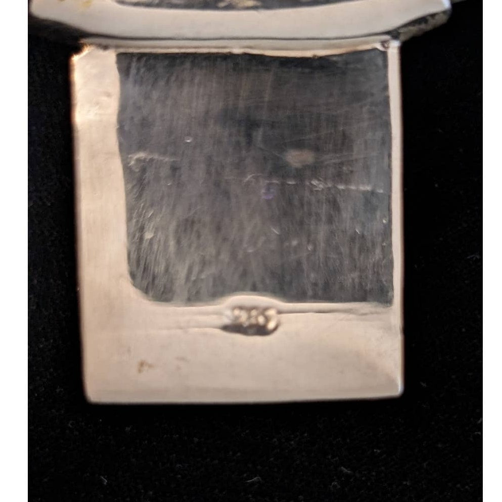 Mexican 925 Sterling Silver Collar W/ Onyx/Mother of Pearl Inlay Slide Enhancer