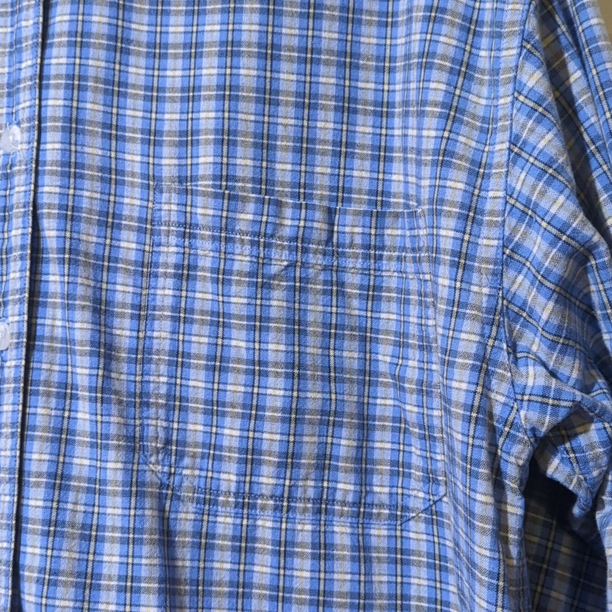 BKLE Blue Plaid 100% Cotton Button Down Shirt Men's Size L