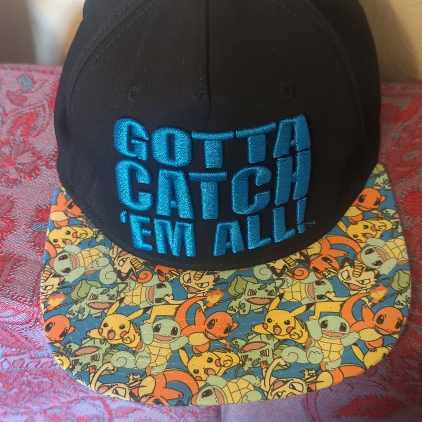 Pokemon Gotta Catch Em All Ball Cap Black and Aqua One Size Fits Most