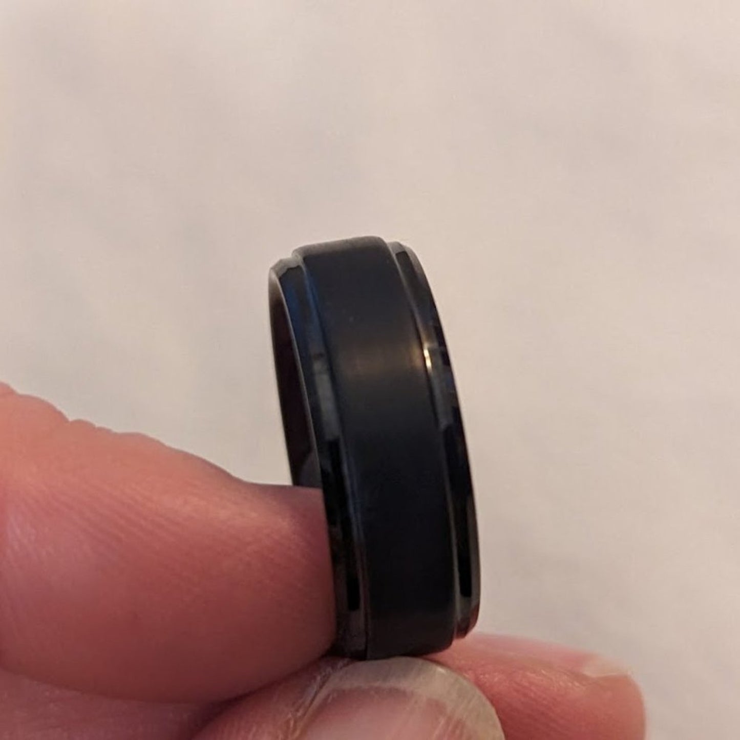 Black Brushed Rimmed Tungsten Carbide Ring