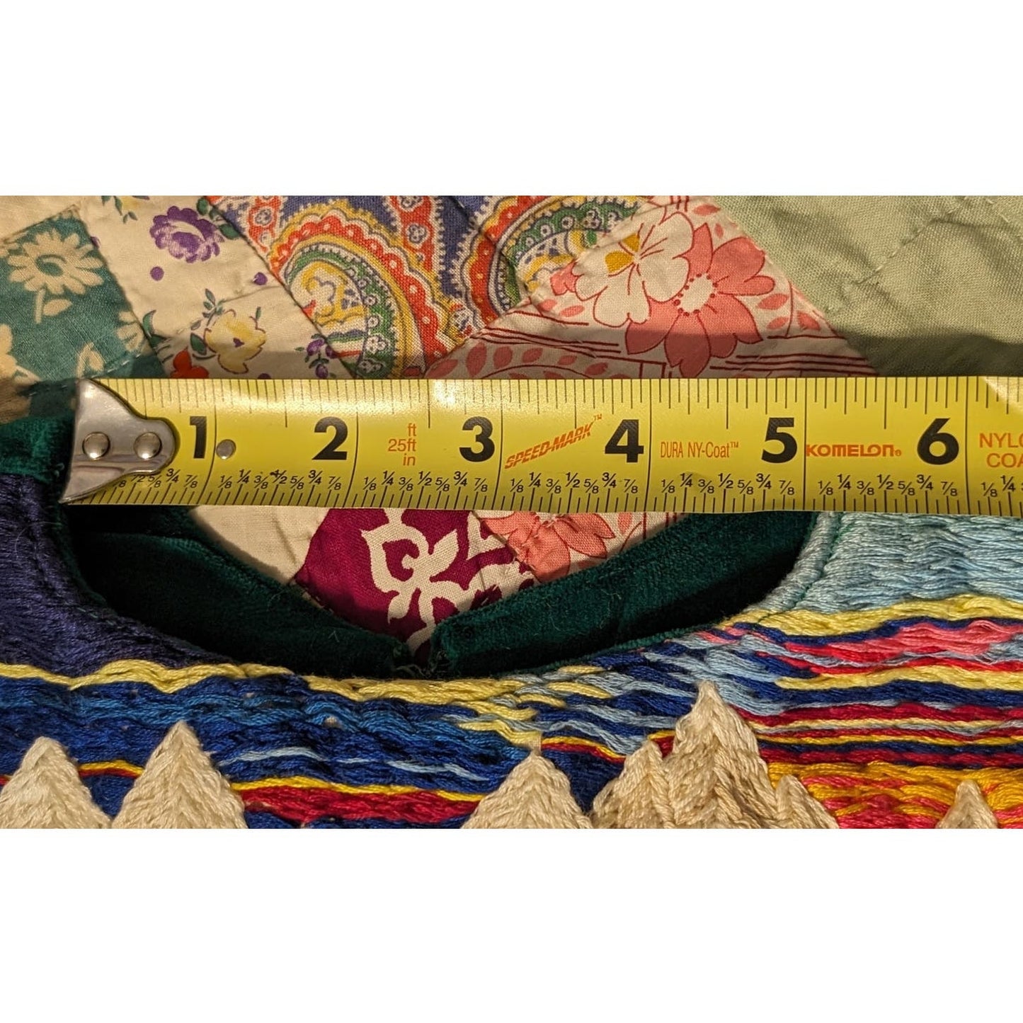 Vintage Homemade Green Velvet Embroidered Mtn. Scene Topper Juniors XS