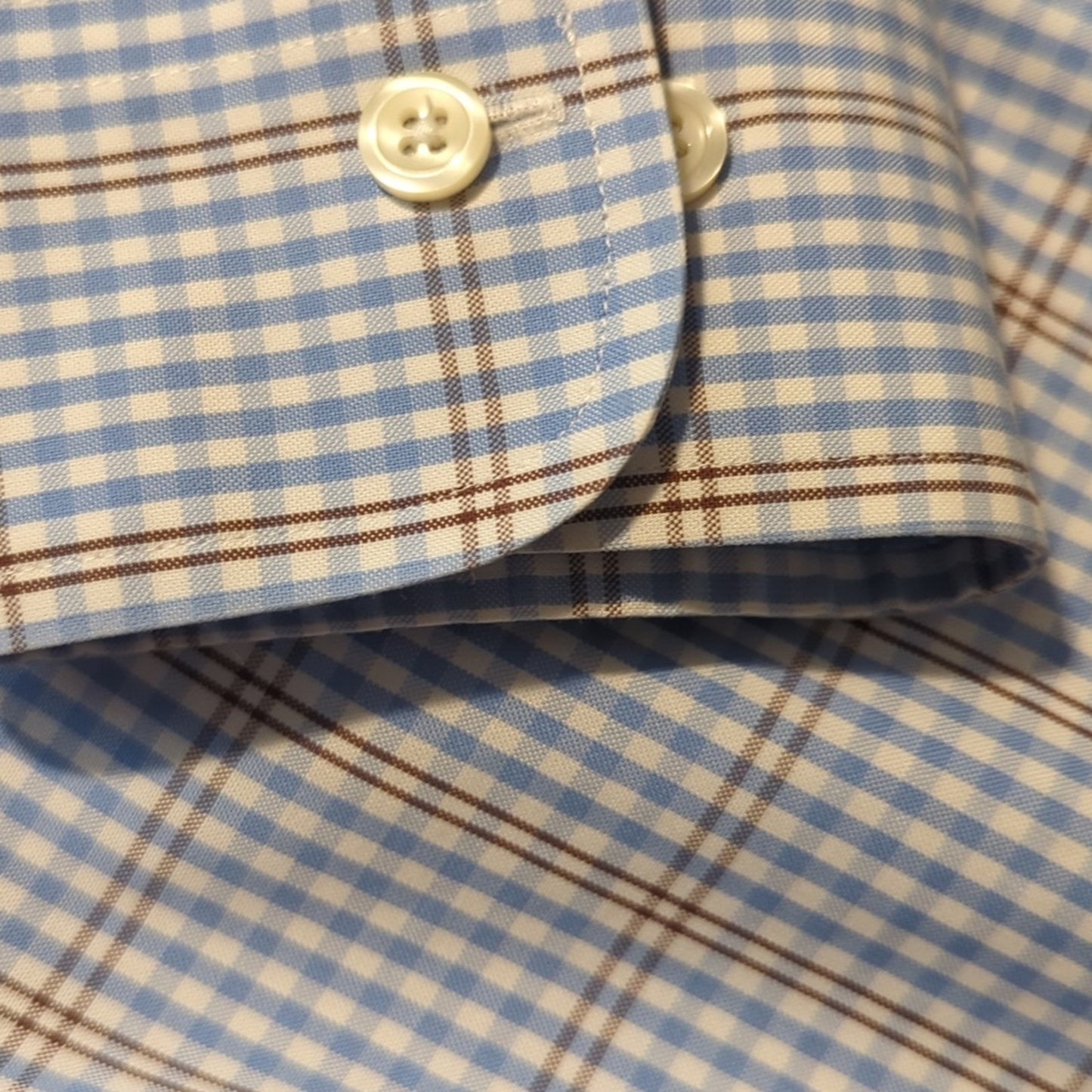 Vintage Brooks Brothers Blue Plaid The Original Polo Shirt Button Down Mens Sz L