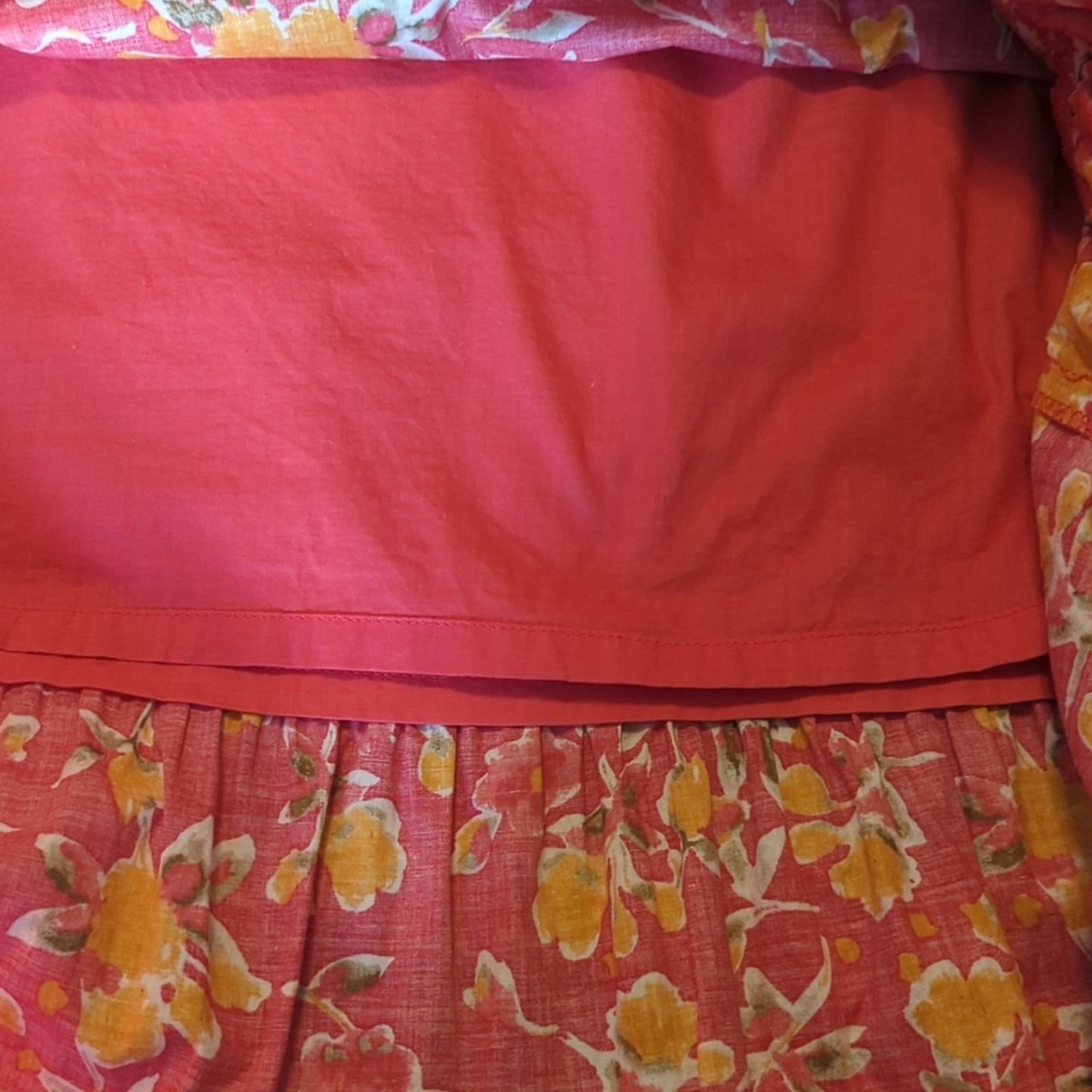 Calvin Klein Pink Floral Side Zip 100% Cotton Tiered Lined Skirt Women's Size 6