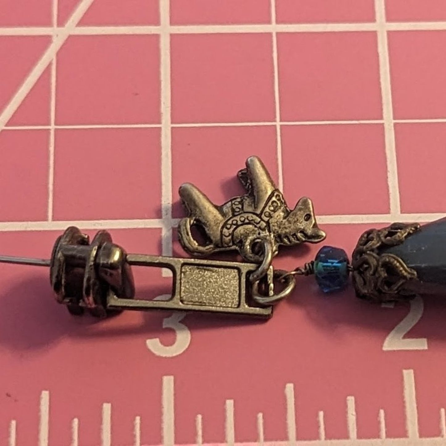 Zipper Horse Teal Bead Dangle Post Earrings