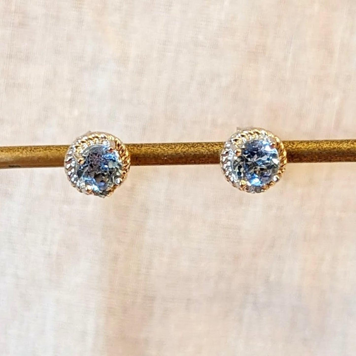 925 Sterling Silver Blue Topaz Halo Stud Earrings DBJ Victoria Townsend
