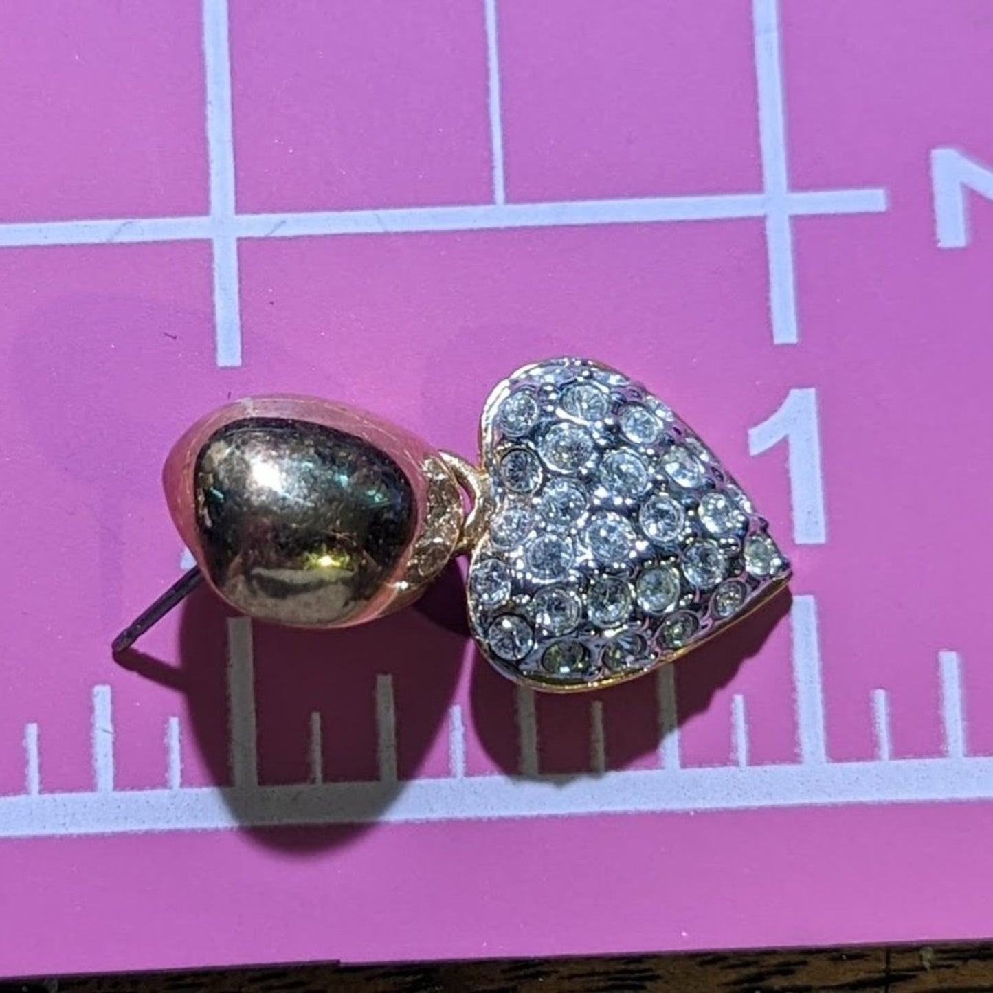 Vintage Pave Heart Drop Post Earrings