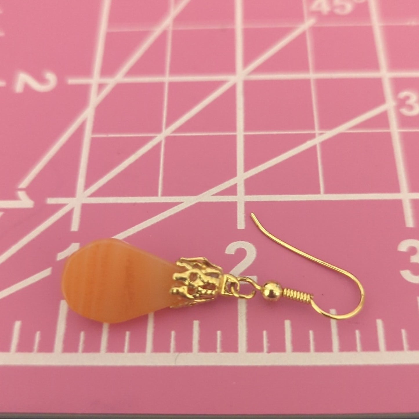 Handmade Brazil Agate Stone Teardrop Dangle French Wire Earrings