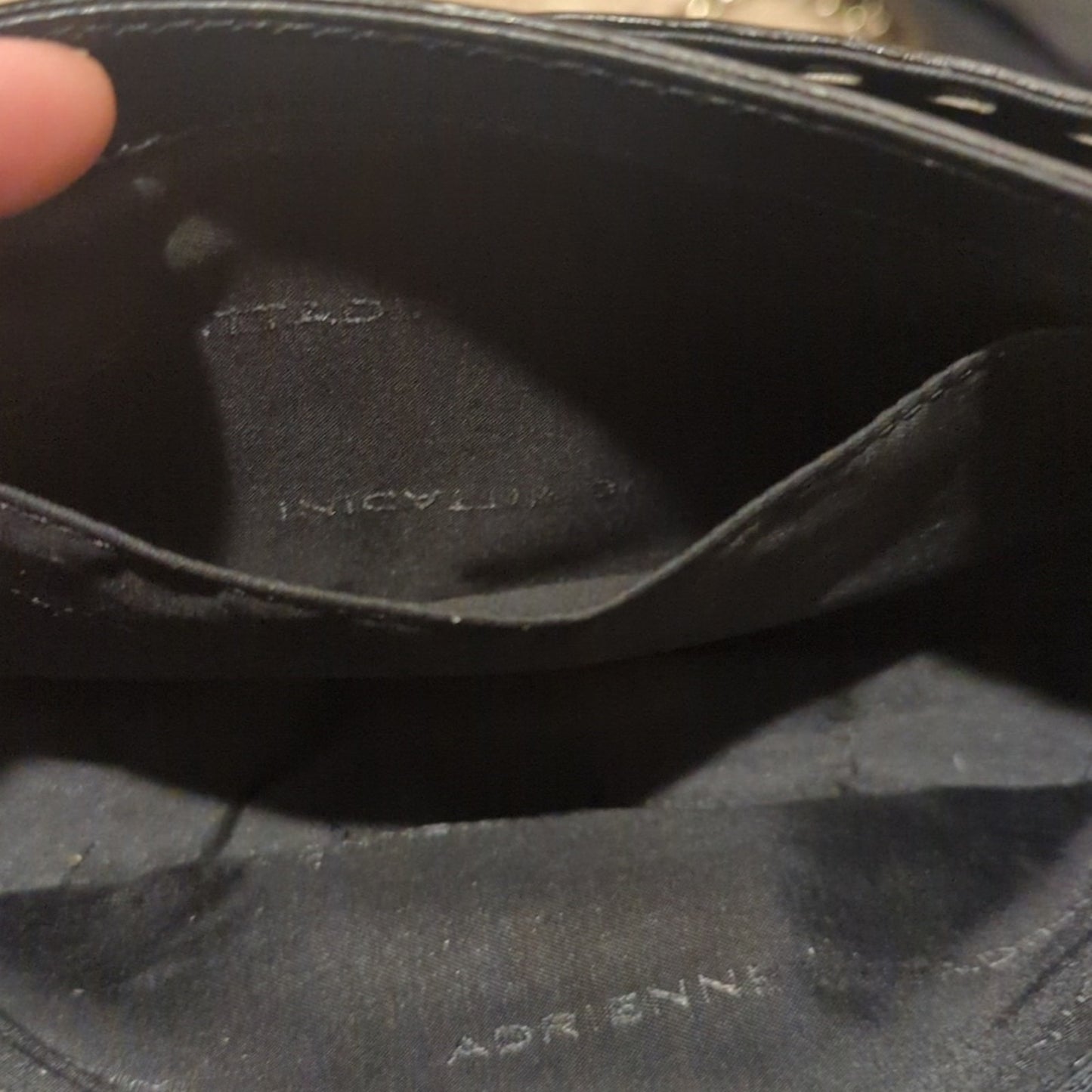 Adrienne Vittadini Crossbody Black Pebbled Topstitch Small Leather Handbag