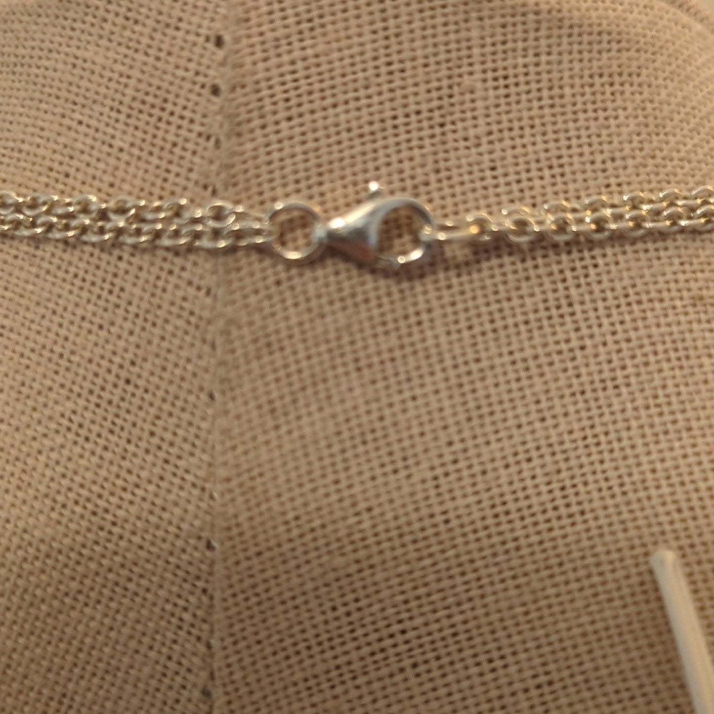 Double Strand 925 Sterling Silver Chain with Black Glass Beads