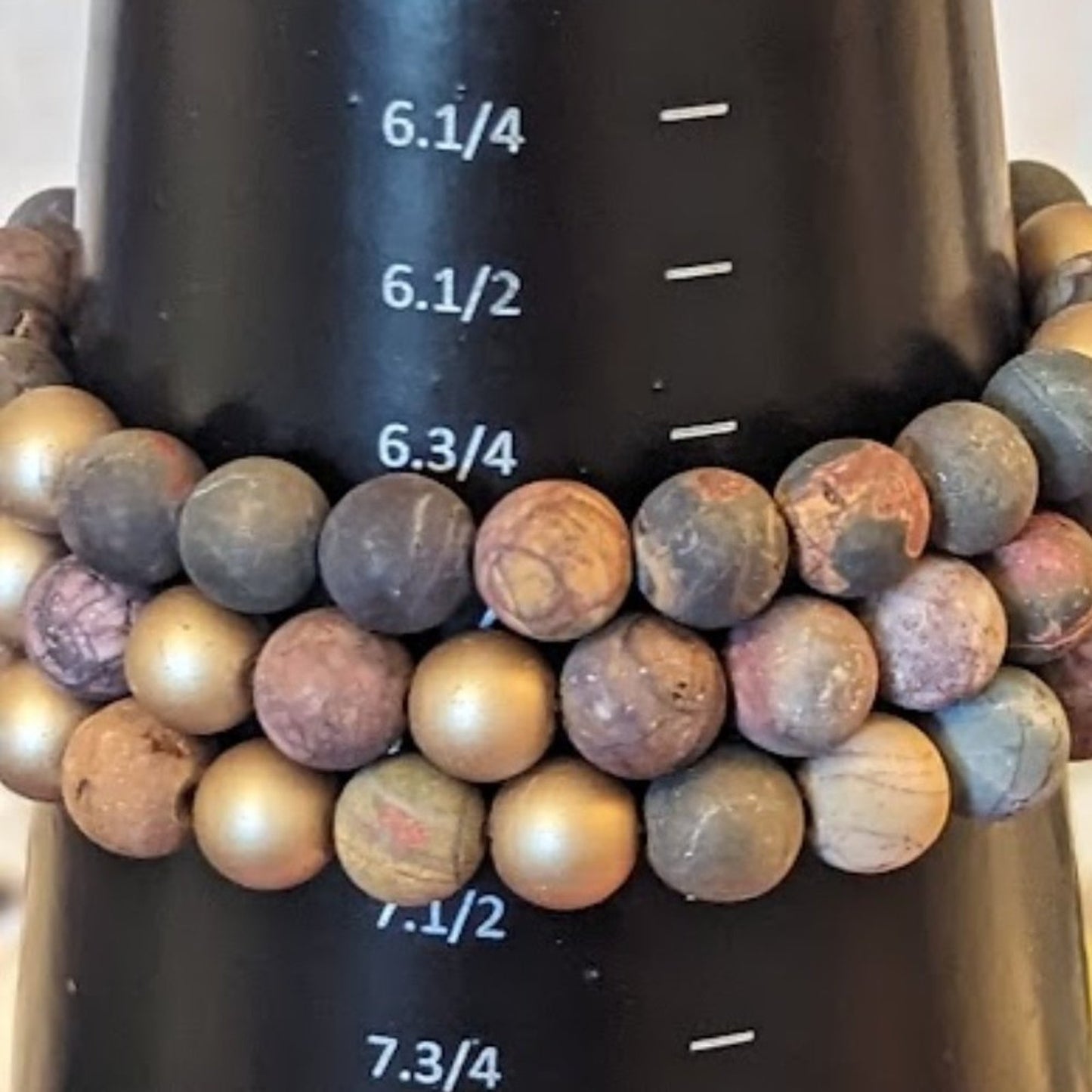 Tourmaline or Jasper Stone Stretch Bead Bracelets (Set of 3)