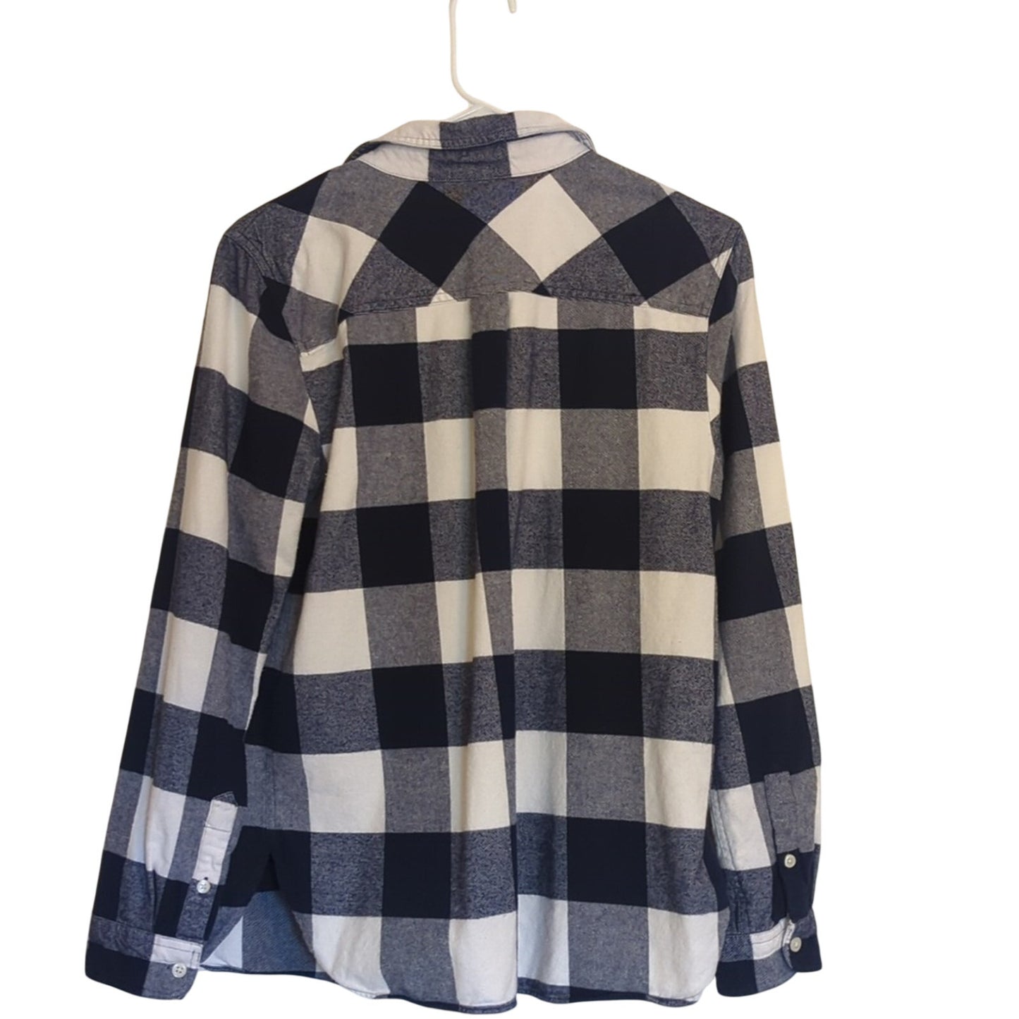 J. Crew Navy Plaid Quarter Zip Flannel Long Sleeve Shirt Women's Size S