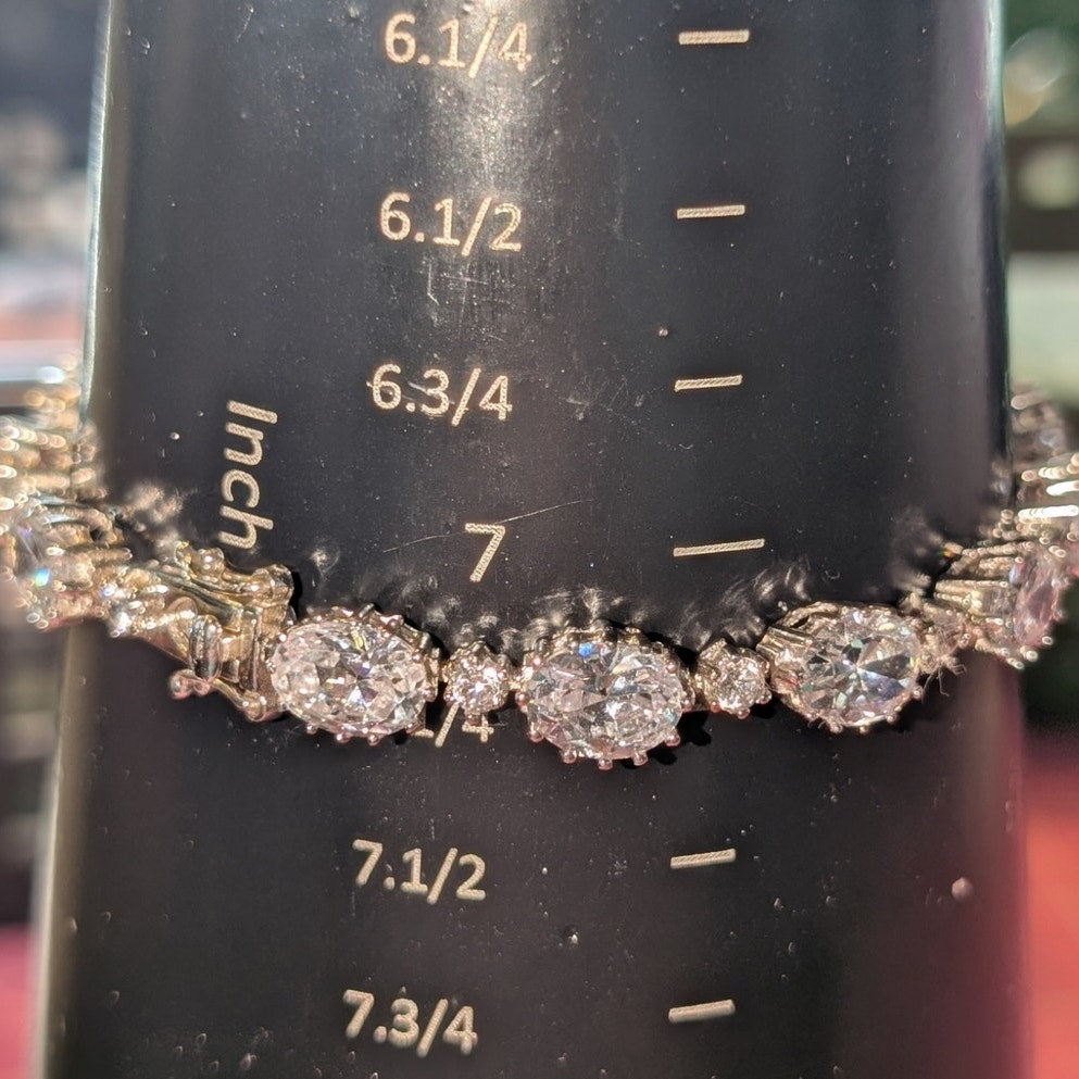 Stauer 925 Sterling Glam Oval & Round Alternating Cubic Zirconia Tennis Bracelet