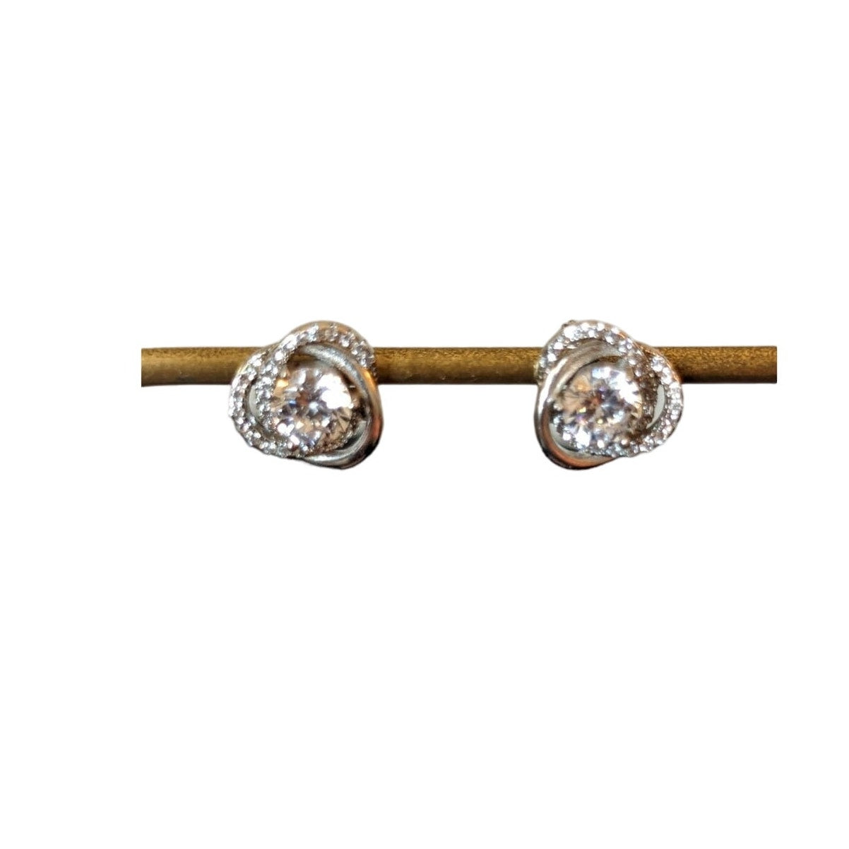 Marked IBB CH 925 Sterling CZ Swirl Post Earrings