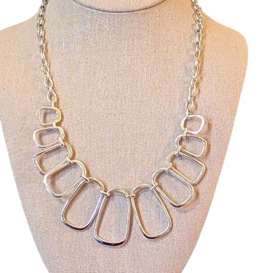 Silver Tone Loop Statement Necklace by St. Thomas