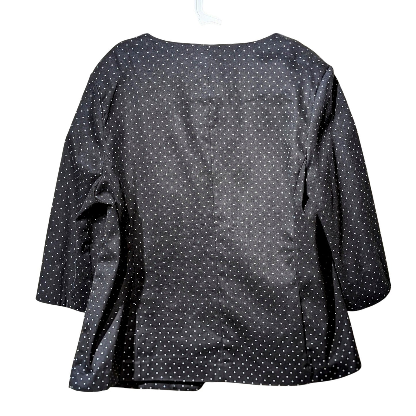 Briggs New York Black Polka Dot One Button V Cut 3/4 Sleeve Blazer Womens Sz 18W