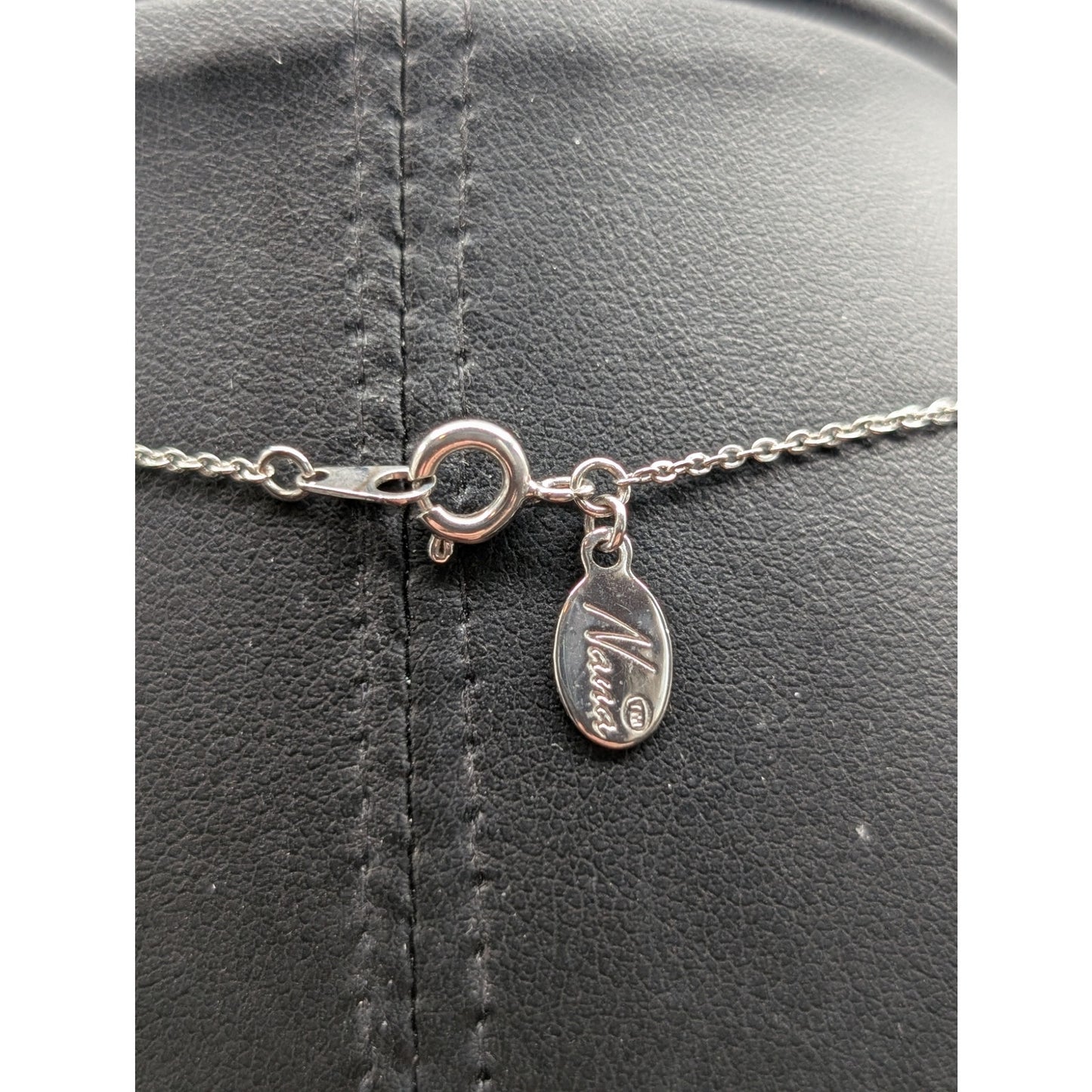 Nana Platinum Plated Sterling Silver CZ Oval Pendant Chain Necklace